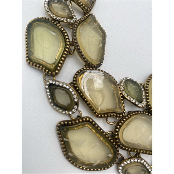 Vintage Statment Necklace Gold Tone Maximalist Chunky MCM Lucite Signed C 17" - Picture 5 of 11